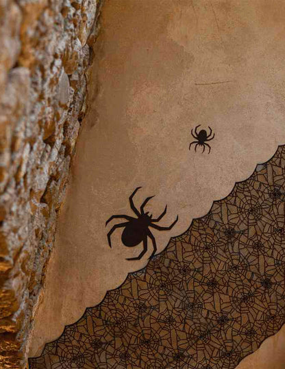 Caminho de mesa de teia de aranha em renda preta 44 cm x 1,82 m