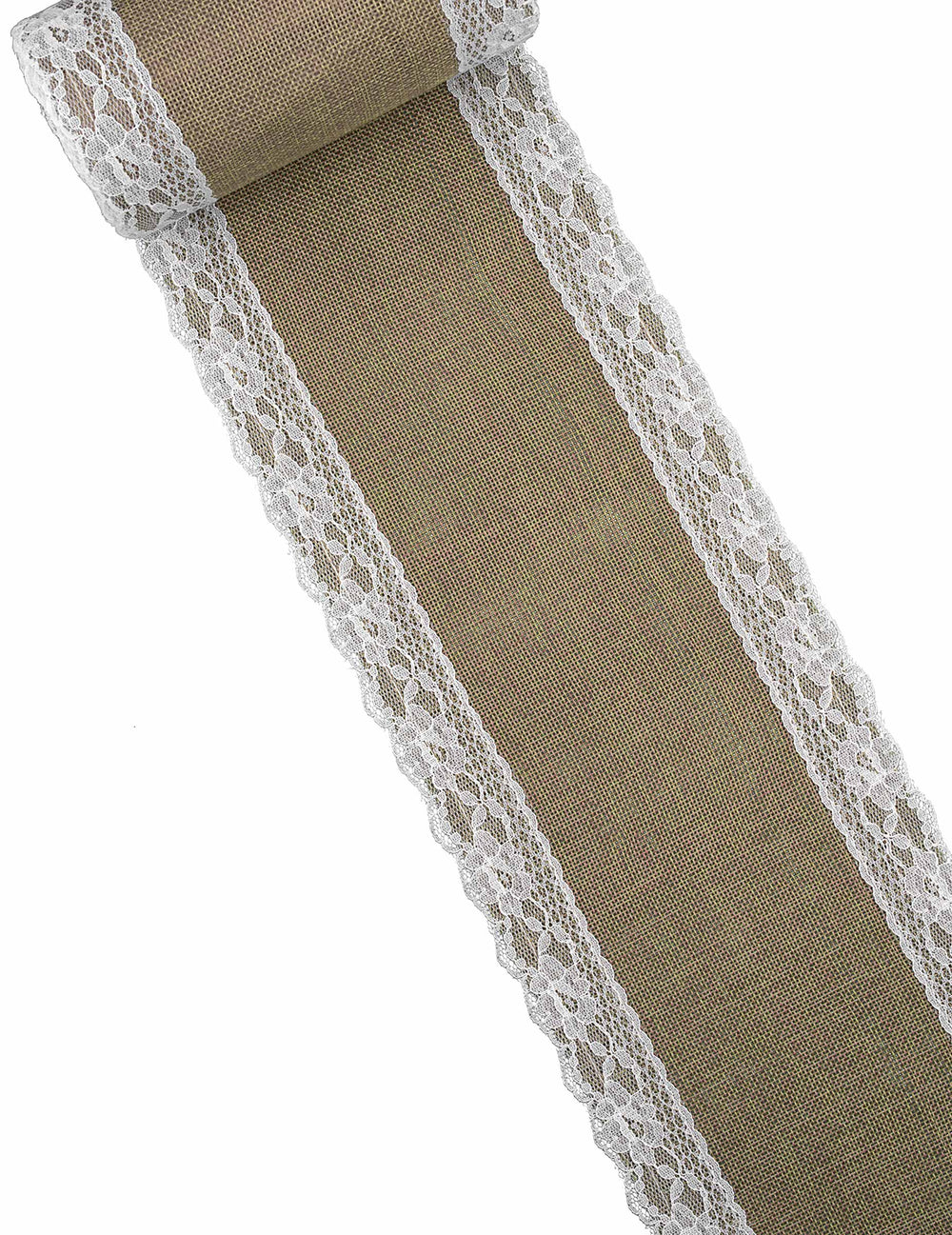 Chemin de table mariage vintage pour décoration de fête naturel et dentelle blanche