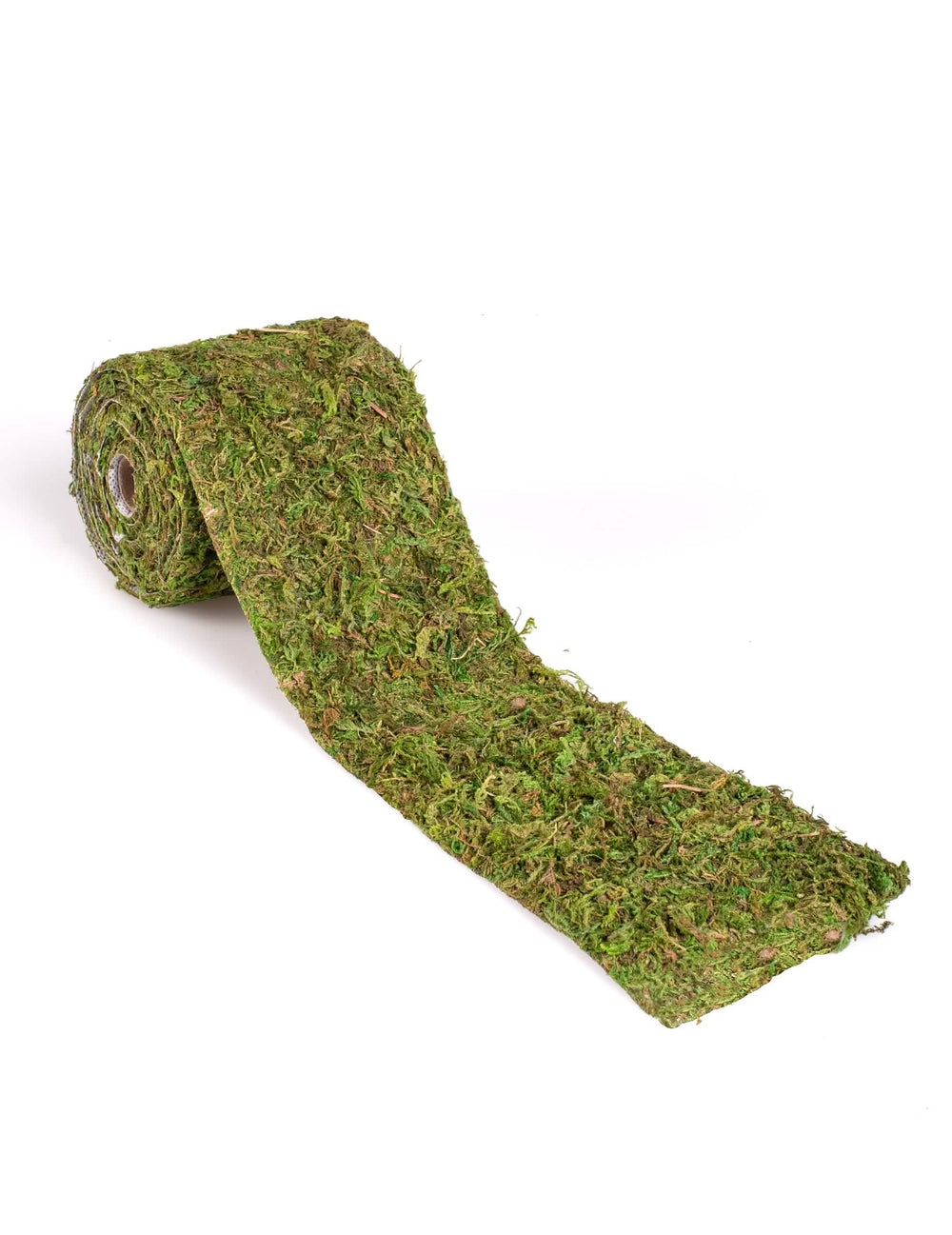 Caminho de mesa vegetal com efeito de floresta em juta e musgo verde