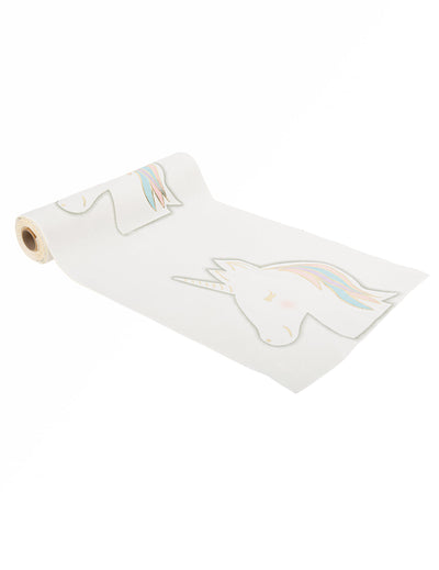 Chemin de table licorne pastel pour décoration de fête velours blanc
