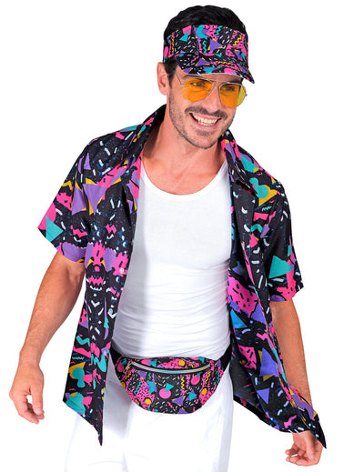 Camisa preta com padrão dos anos 90 para adultos