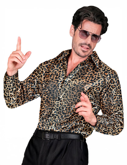 Camisa de lantejoulas de leopardo para homem