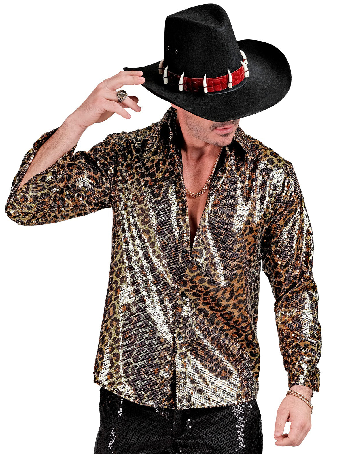 Camisa de lantejoulas de leopardo para homem