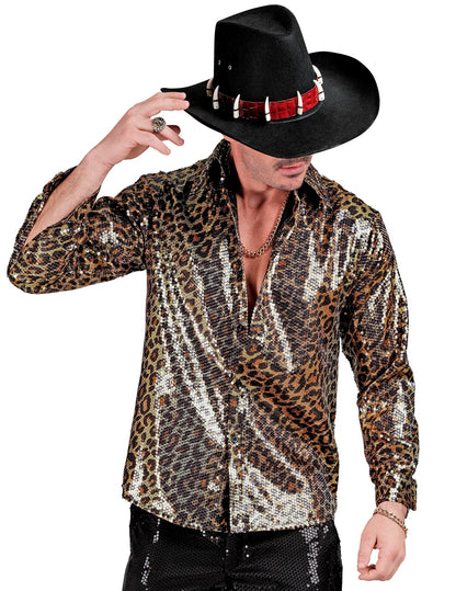 Camisa de lantejoulas de leopardo para homem