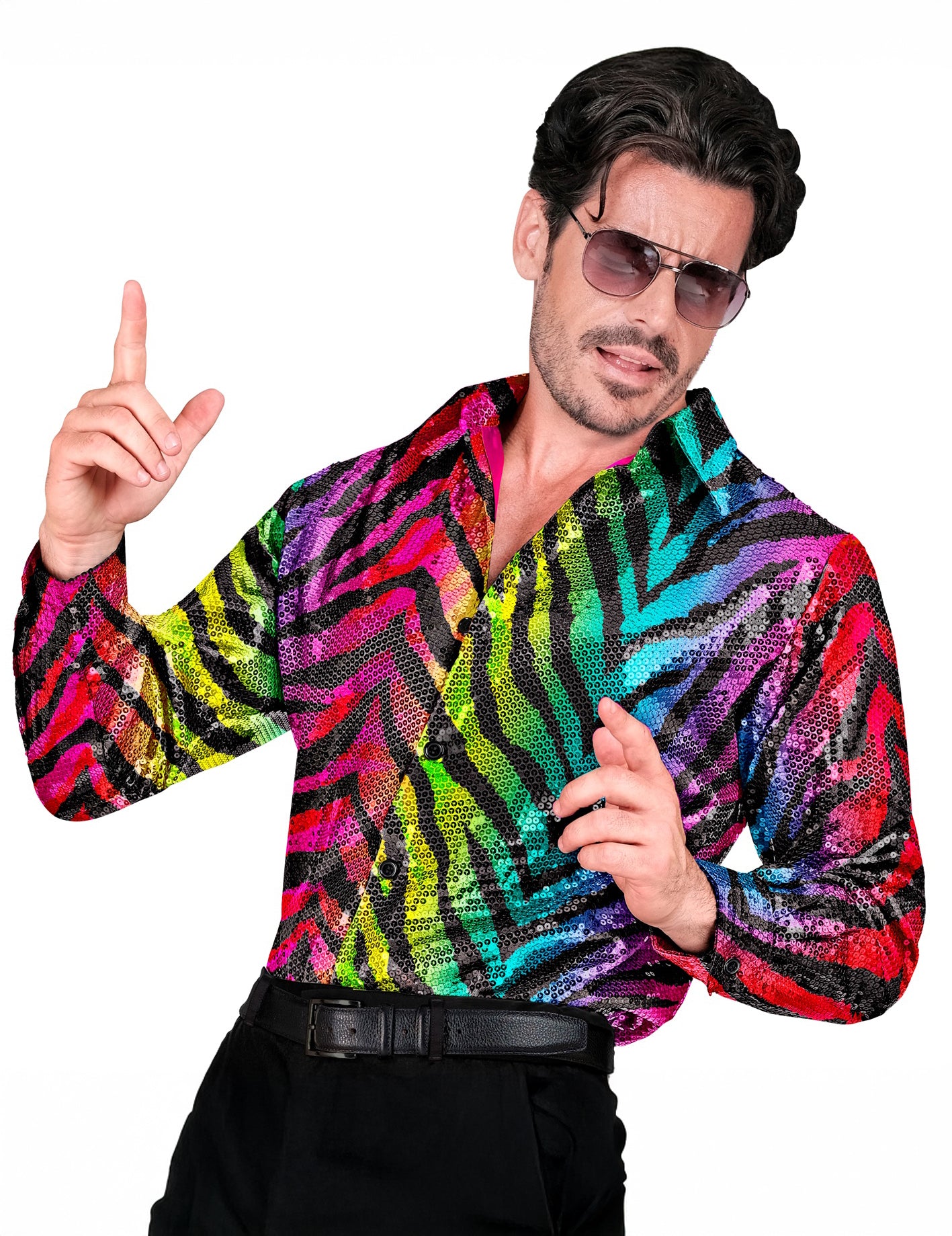 Camisa tigre arco-íris para homem