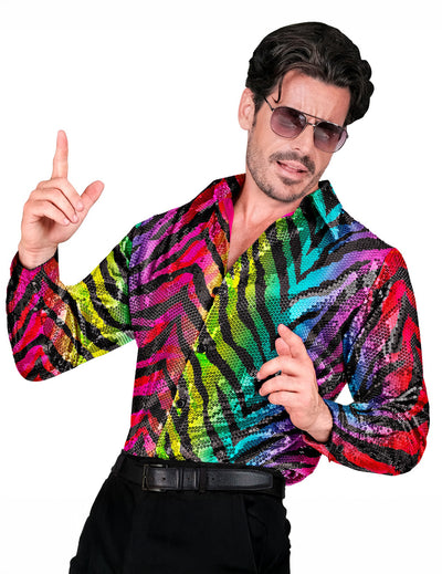 Camisa tigre arco-íris para homem
