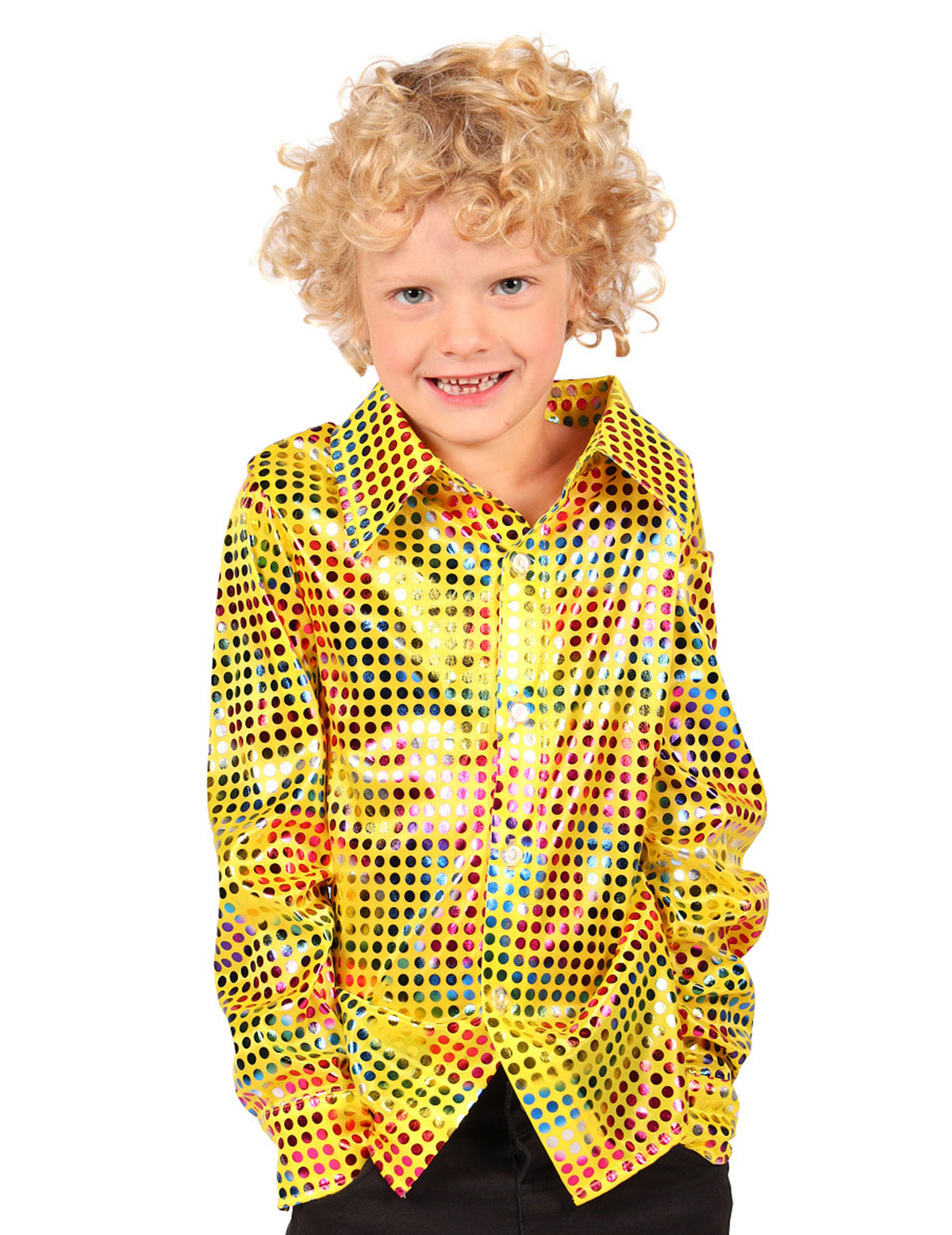 Camisa disco de lantejoulas amarela para criança