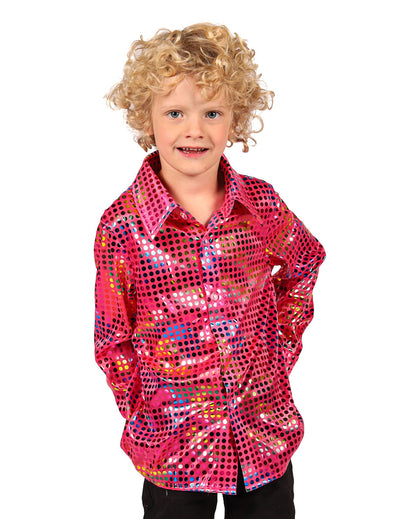 Camisa disco de lantejoulas rosa infantil