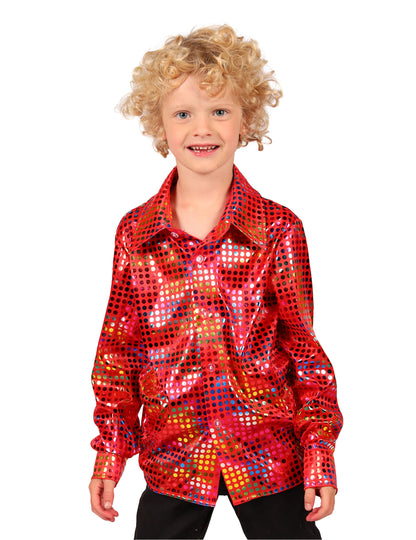 Camisa disco de lantejoulas vermelha para criança