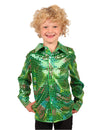Camisa disco de lantejoulas verde para criança