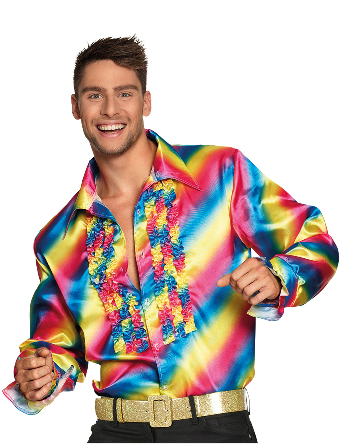 Camisa disco arco-íris adulto