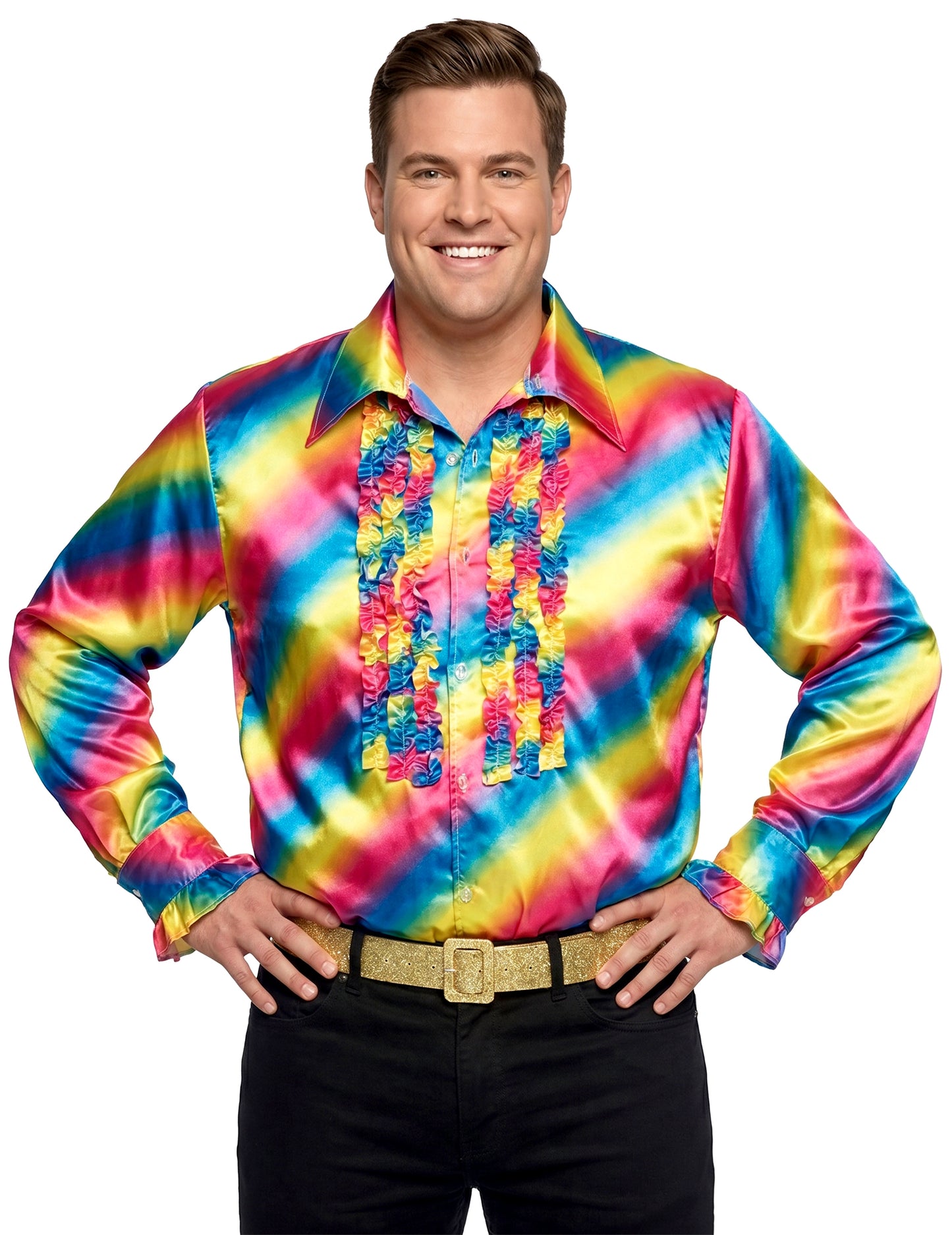 Camisa disco arco-íris adulto
