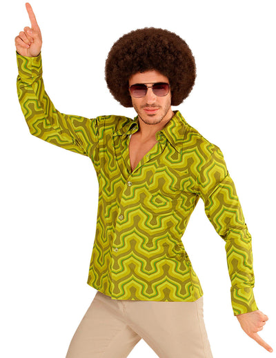 Camisa groovy verde anos 70 para homem