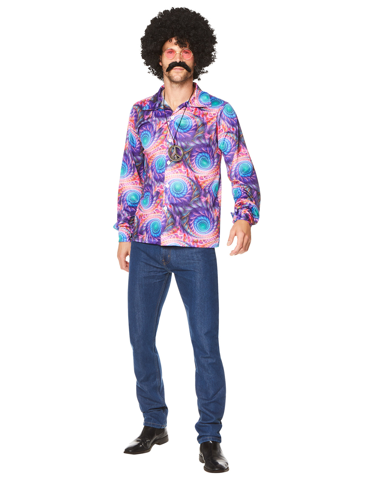 Vue de face de la chemise hippie psychédélique pour homme