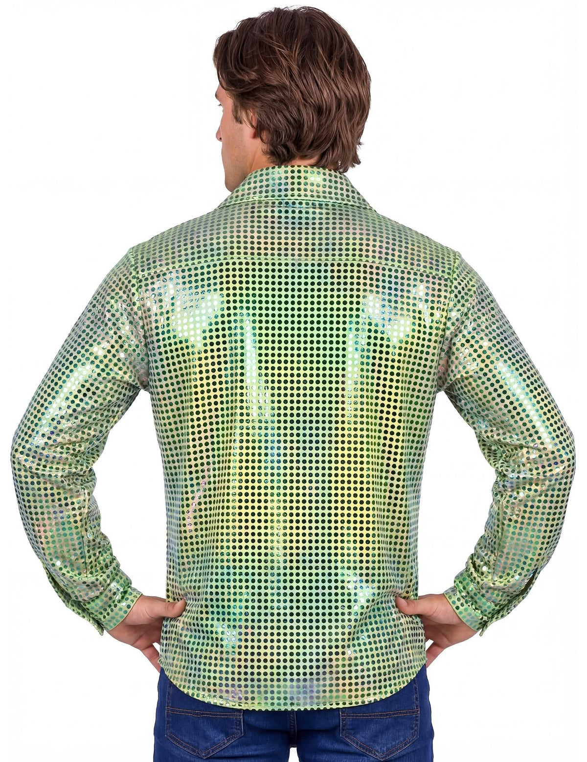 Vista de trás da camisa disco para homem