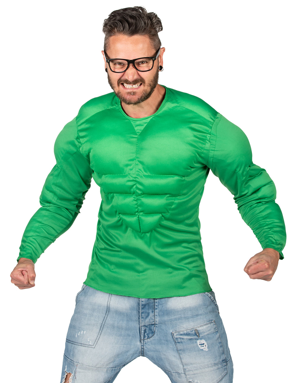 Chemise muscles verts pour adulte verte rembourrée