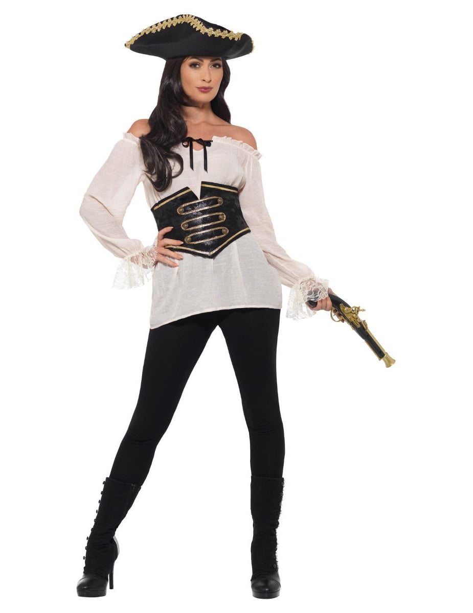 Chemise pirate pour femme ivoire luxe