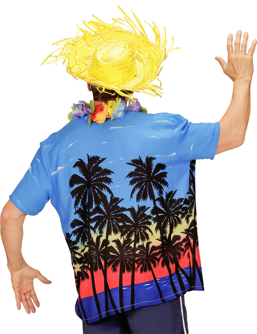 Vue de dos de la chemise touriste hawaïen pour adulte