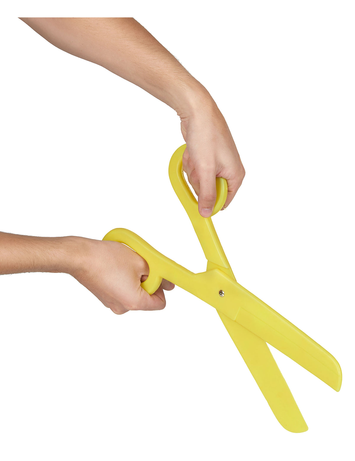 Détail de la prise en main des ciseaux géants de clown