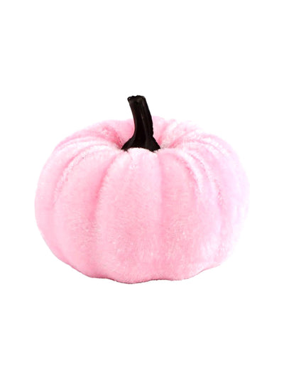 Abóbora efeito veludo cor-de-rosa pastel 7 cm