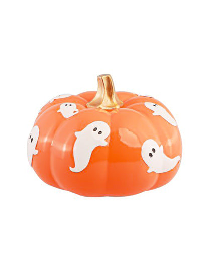 Abóbora de resina laranja com fantasmas 15,5 cm