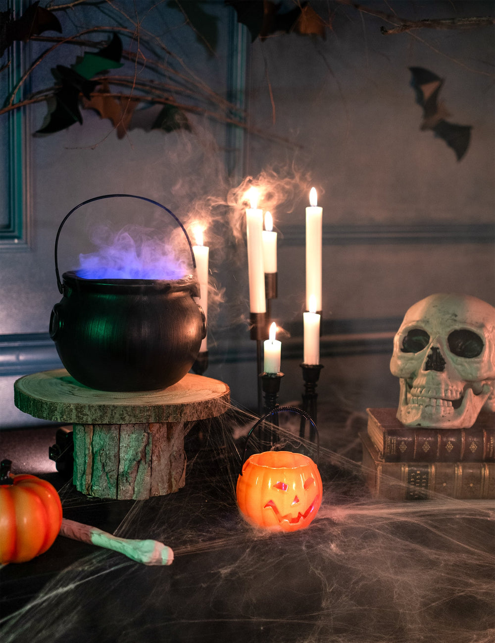 Mise en situation de la citrouille lumineuse Halloween