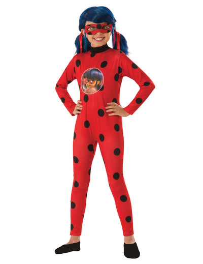 Déguisement classique Ladybug pour fille rouge à pois noirs avec masque