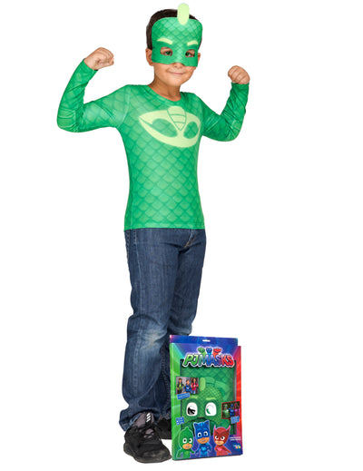 Coffret déguisement Gluglu Gekko Pyjamasques pour enfant vert avec masque