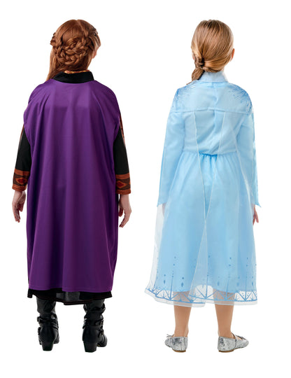 Vue de dos du coffret déguisements Elsa et Anna La Reine des neiges 2