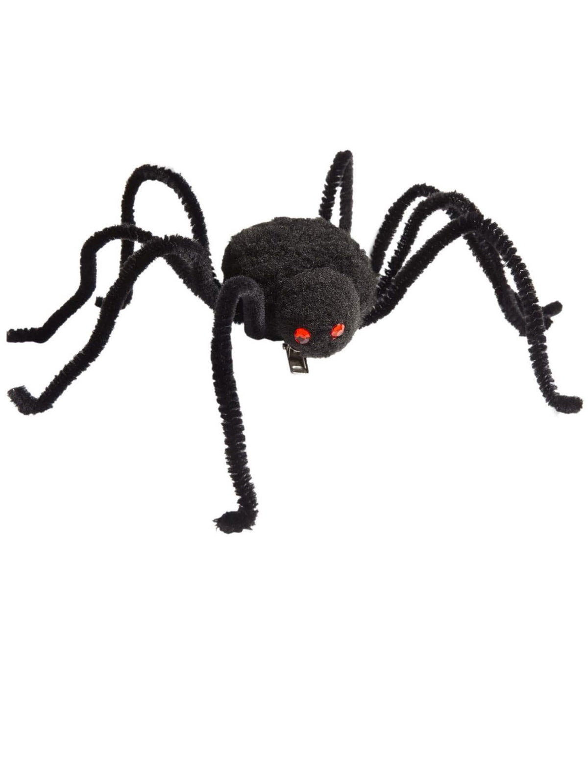 Detalhe do sistema de fixação da touca de halloween de aranha