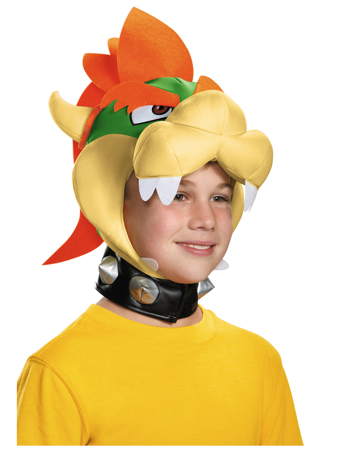 Coiffe Bowser Nintendo pour enfant jaune et orange avec collier à pointes