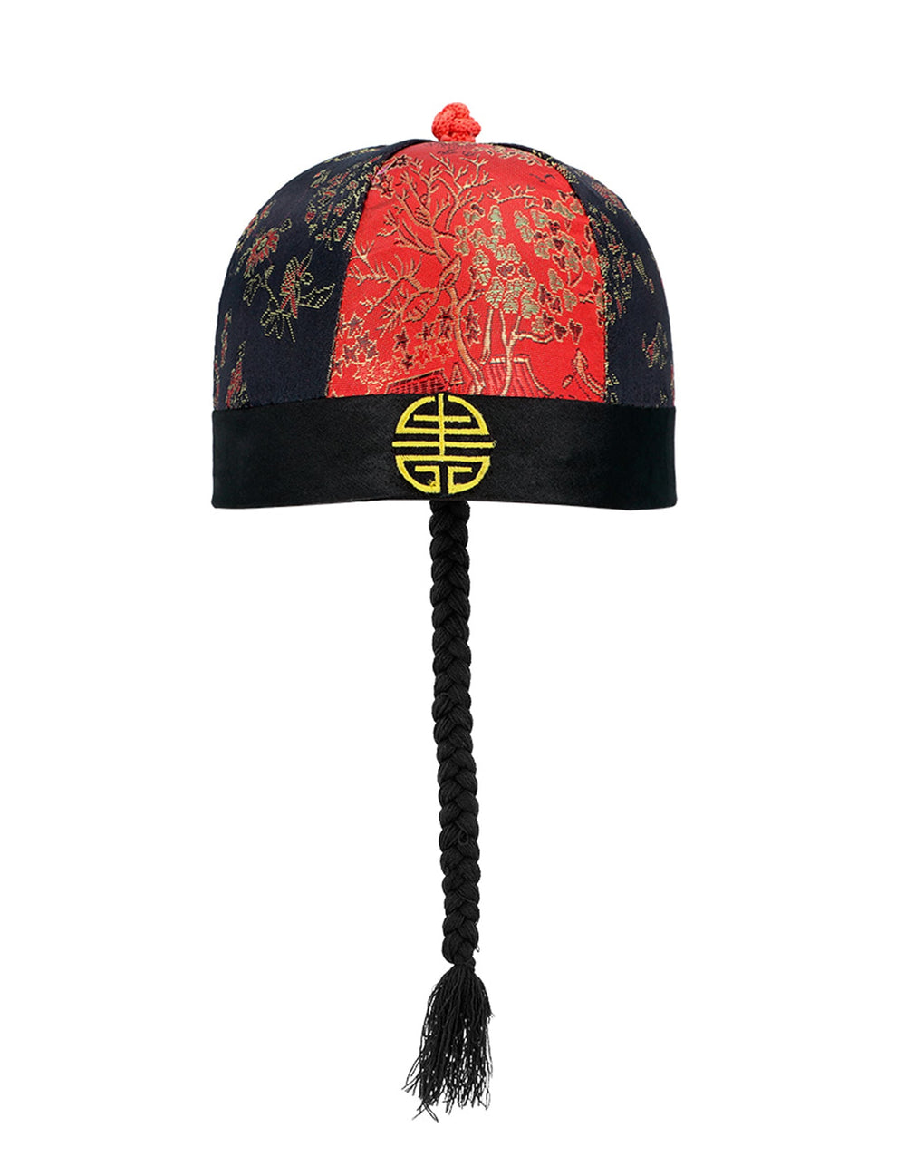 Vue de face du coiffe chinois avec tresses