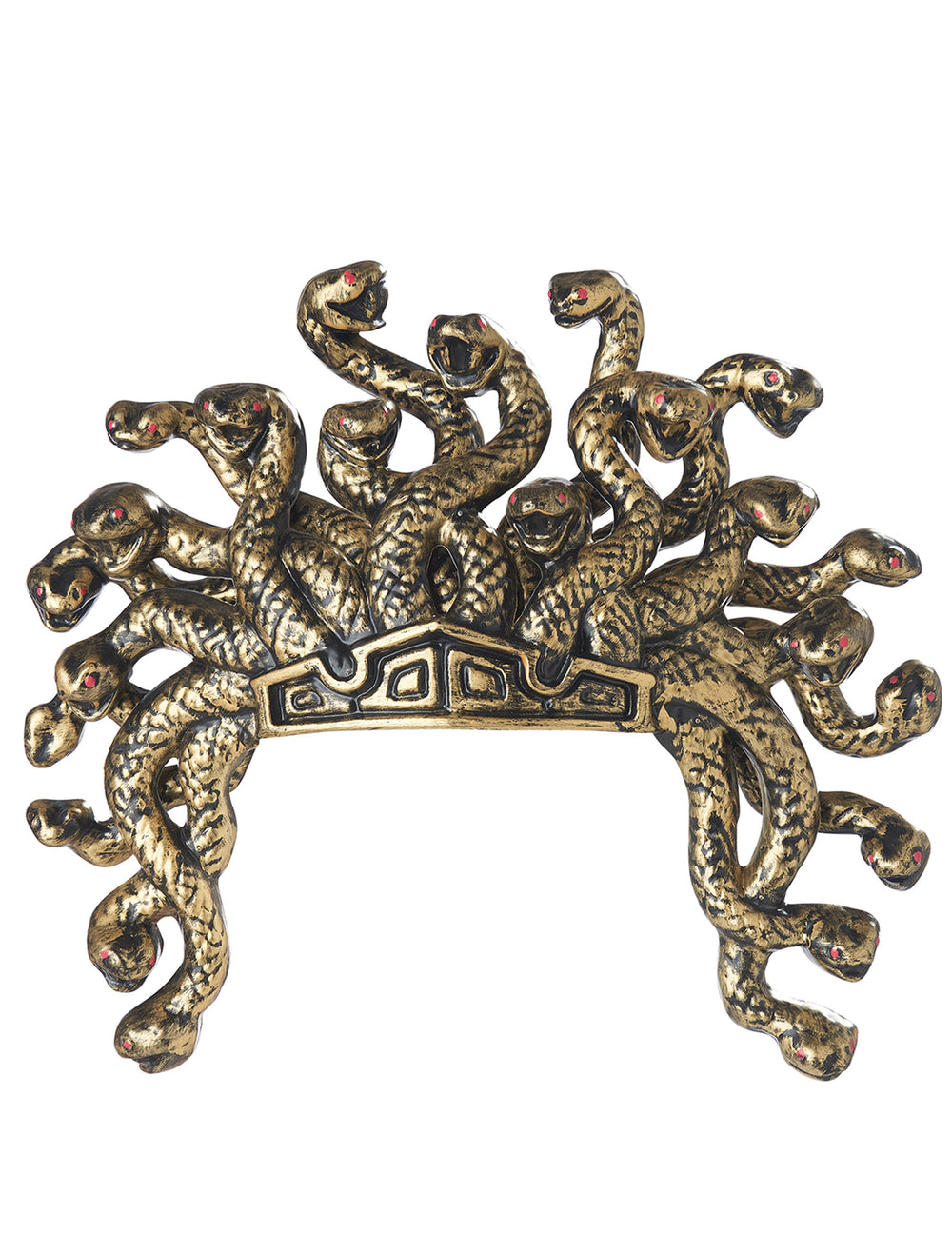 Coiffe Méduse pour femme dorée avec têtes de serpents