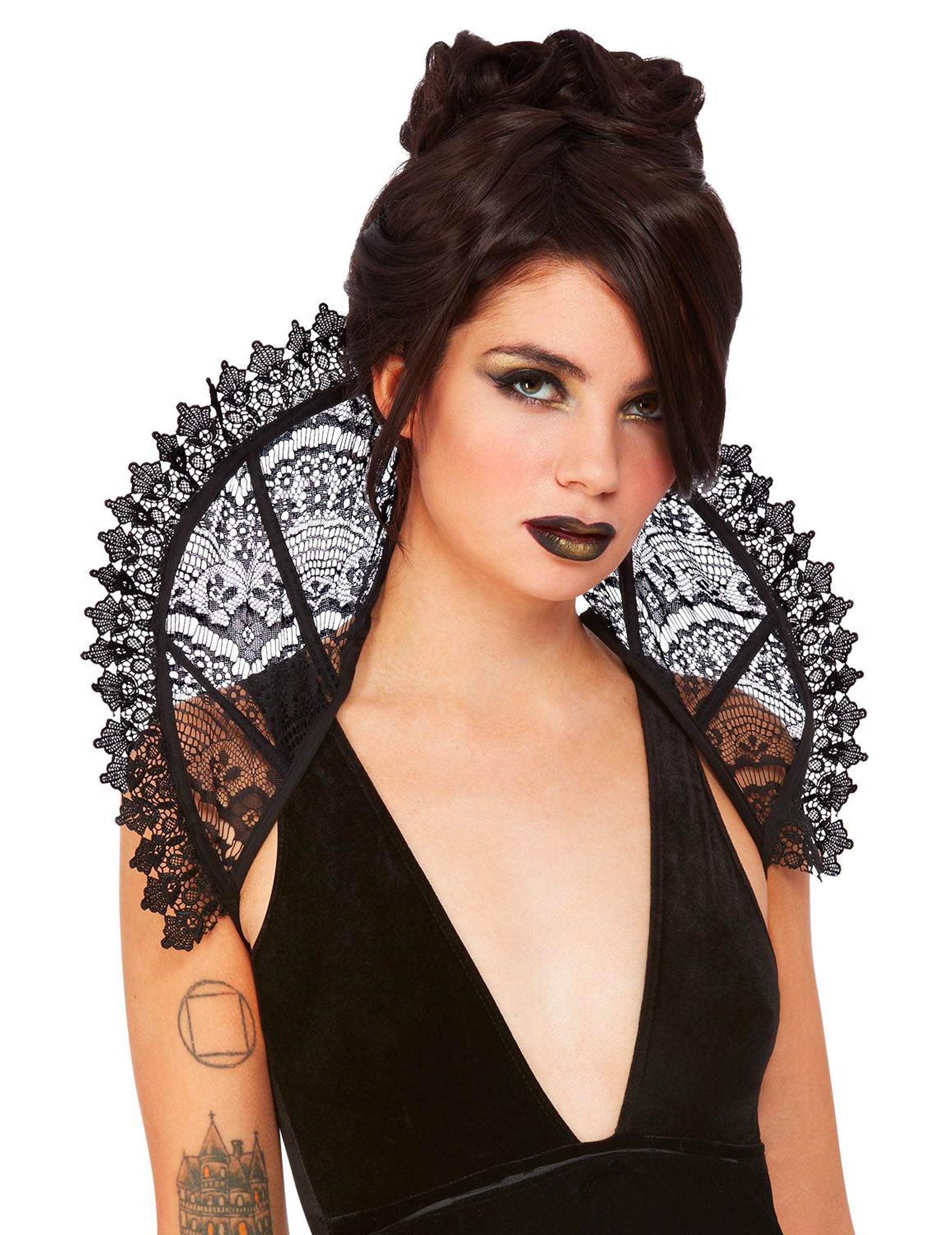 Col en dentelle pour femme noir