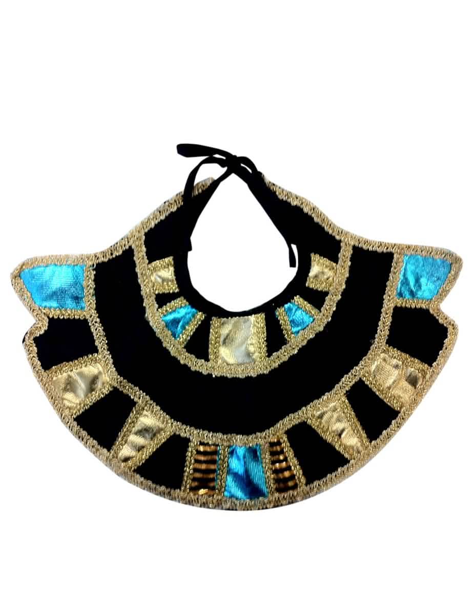 Col egípcio para adulto preto dourado e azul turquesa