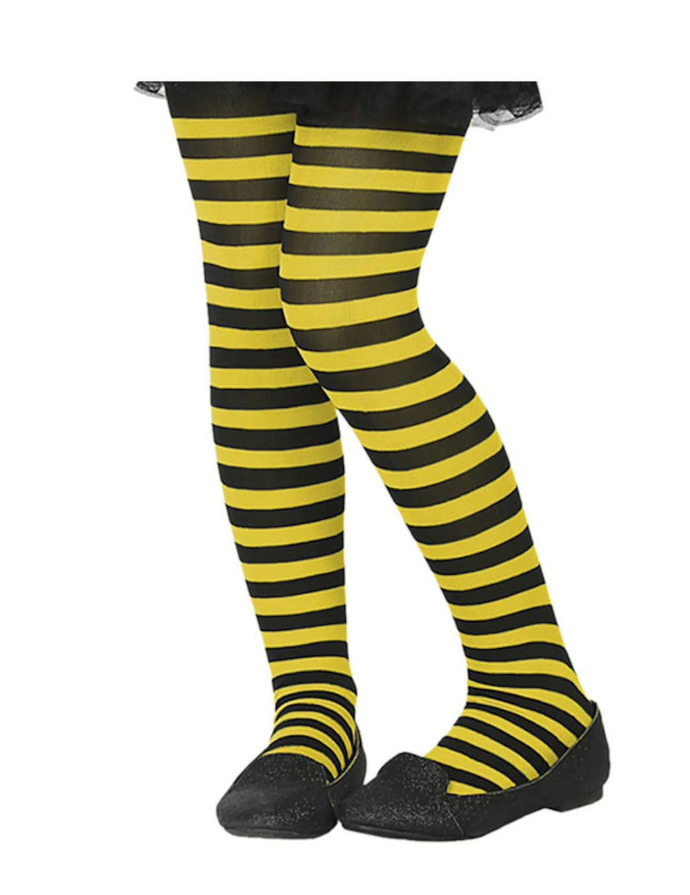 Collants às riscas para criança amarelo e preto