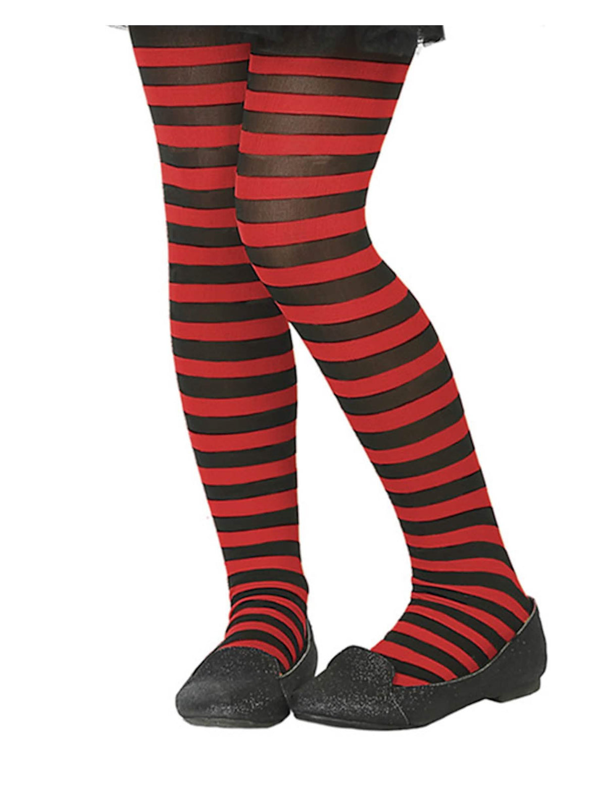 Collants às riscas para criança vermelho e preto