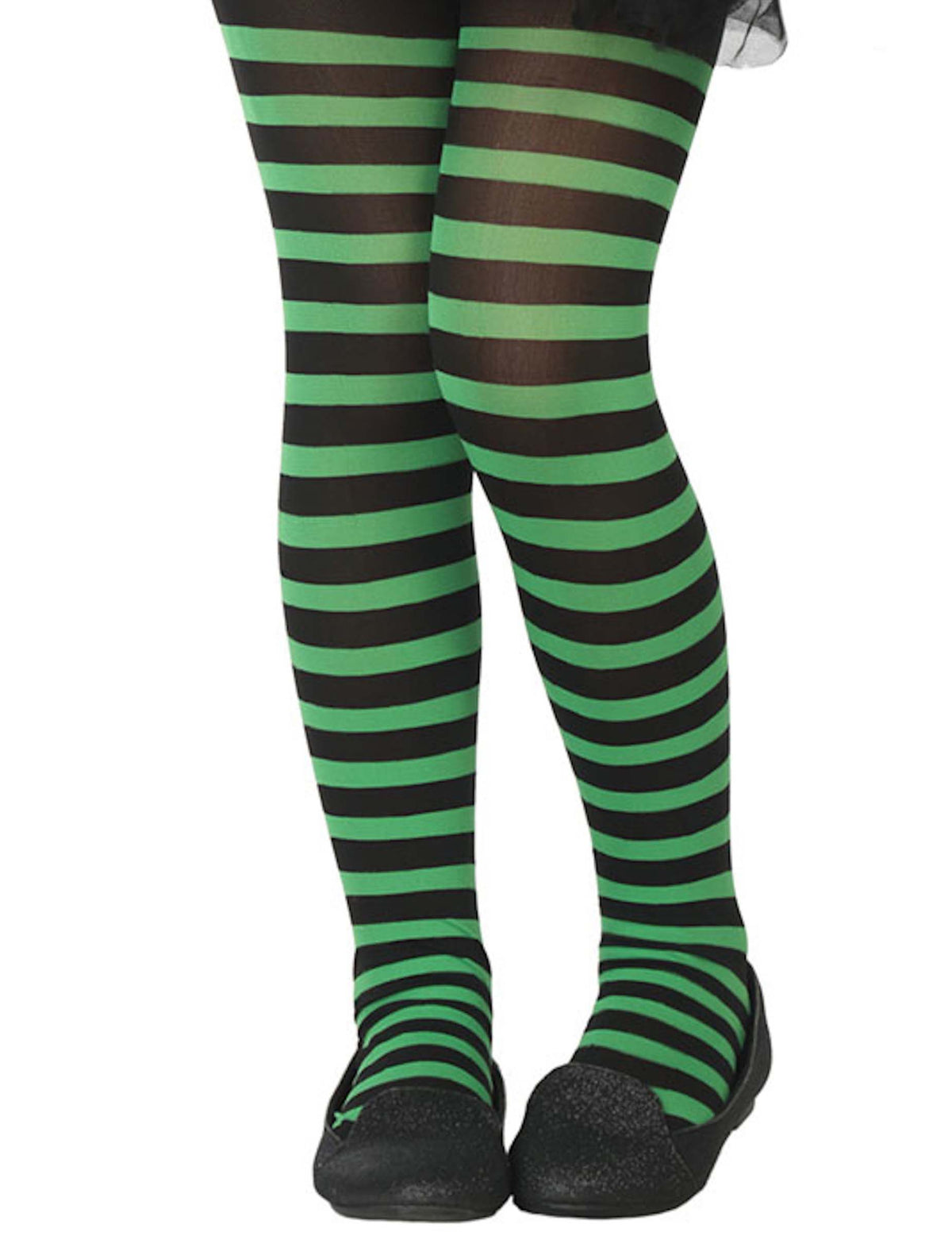 Collant rayé pour enfant vert et noir