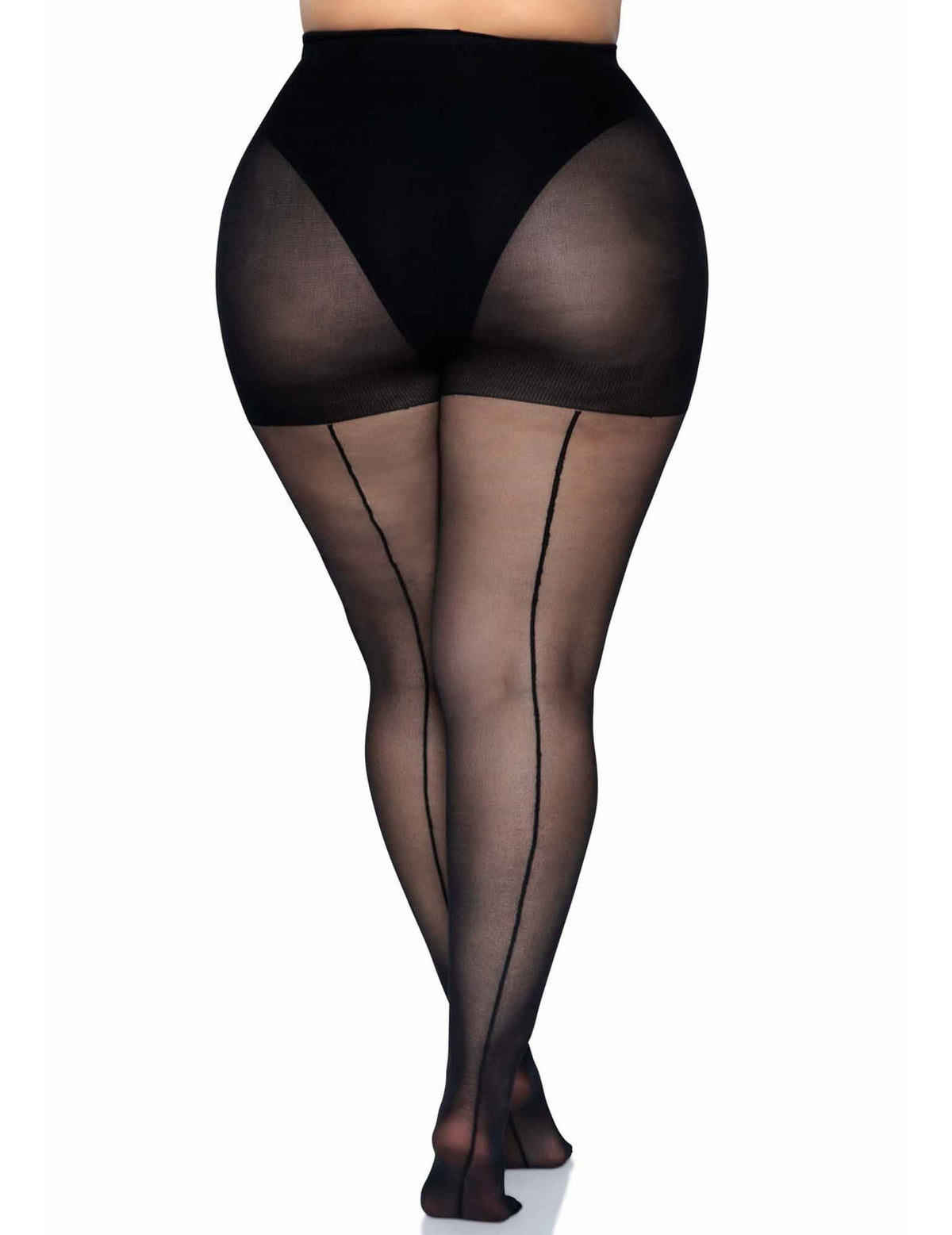 Vue de dos des collants couture pour femme noires