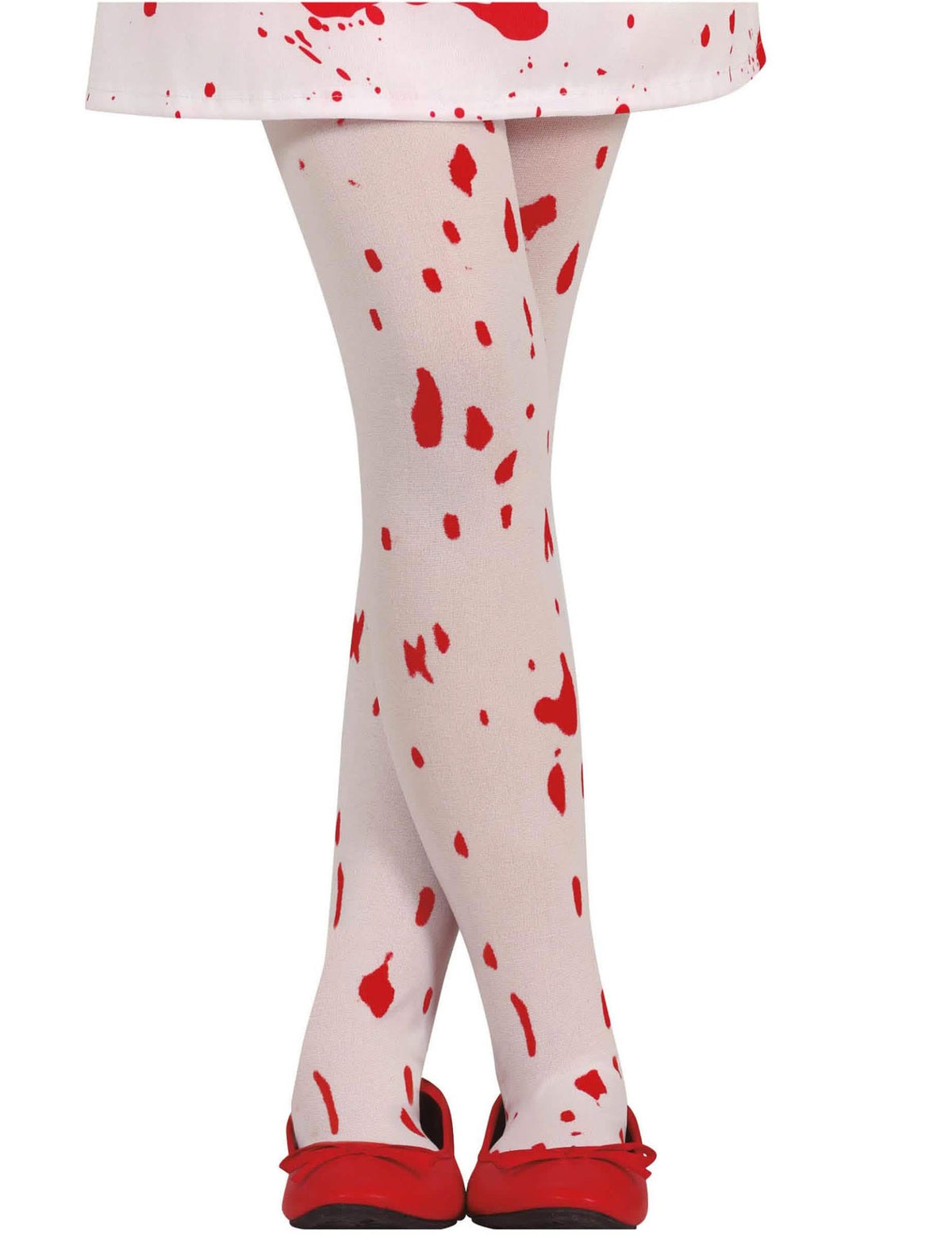 collants ensanguentados halloween para criança brancos com manchas de sangue vermelhas