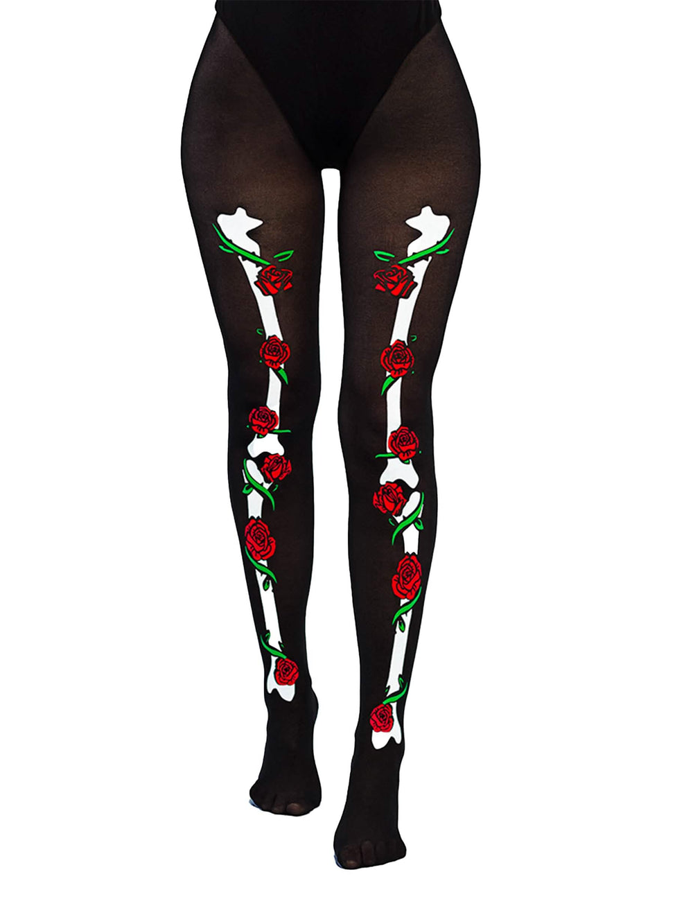 Vista frontal das collants Dia de los muertos