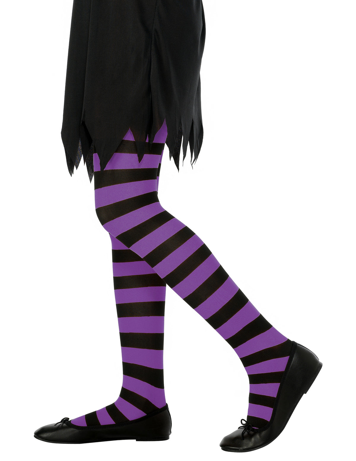 Collants rayés pour fille violet et noir