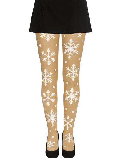 Collants com motivos de flocos de neve para adulto
