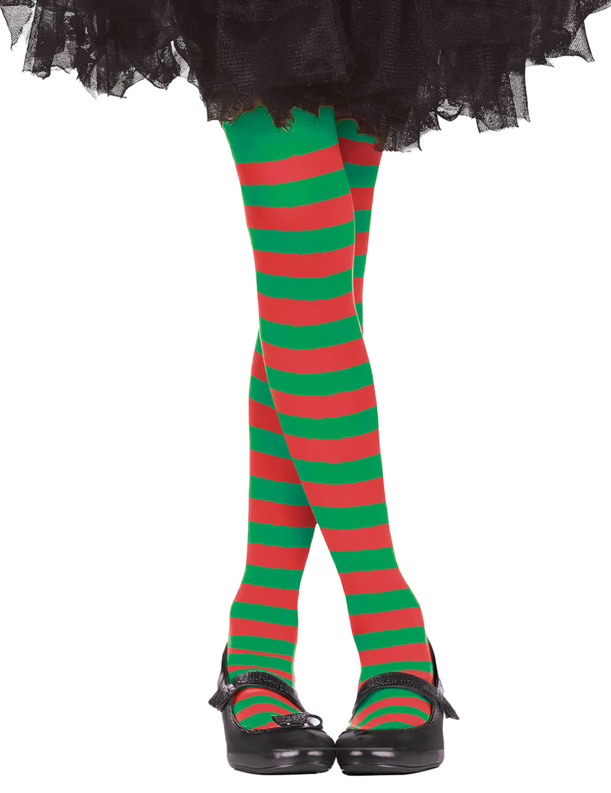 Collants rouge et vert pour enfant à rayures