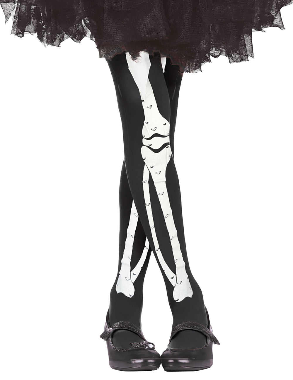 Collants squelette Halloween pour enfant noir et blanc
