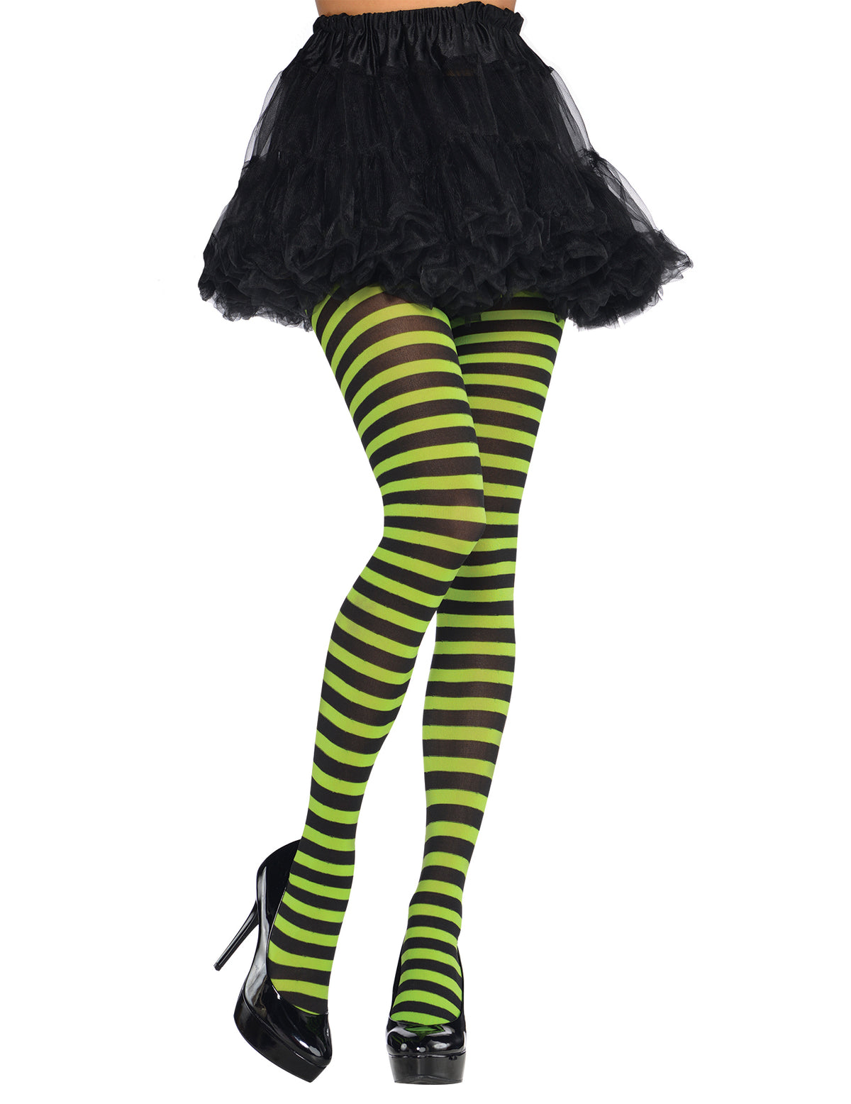 Collants rayés pour adulte vert et noir