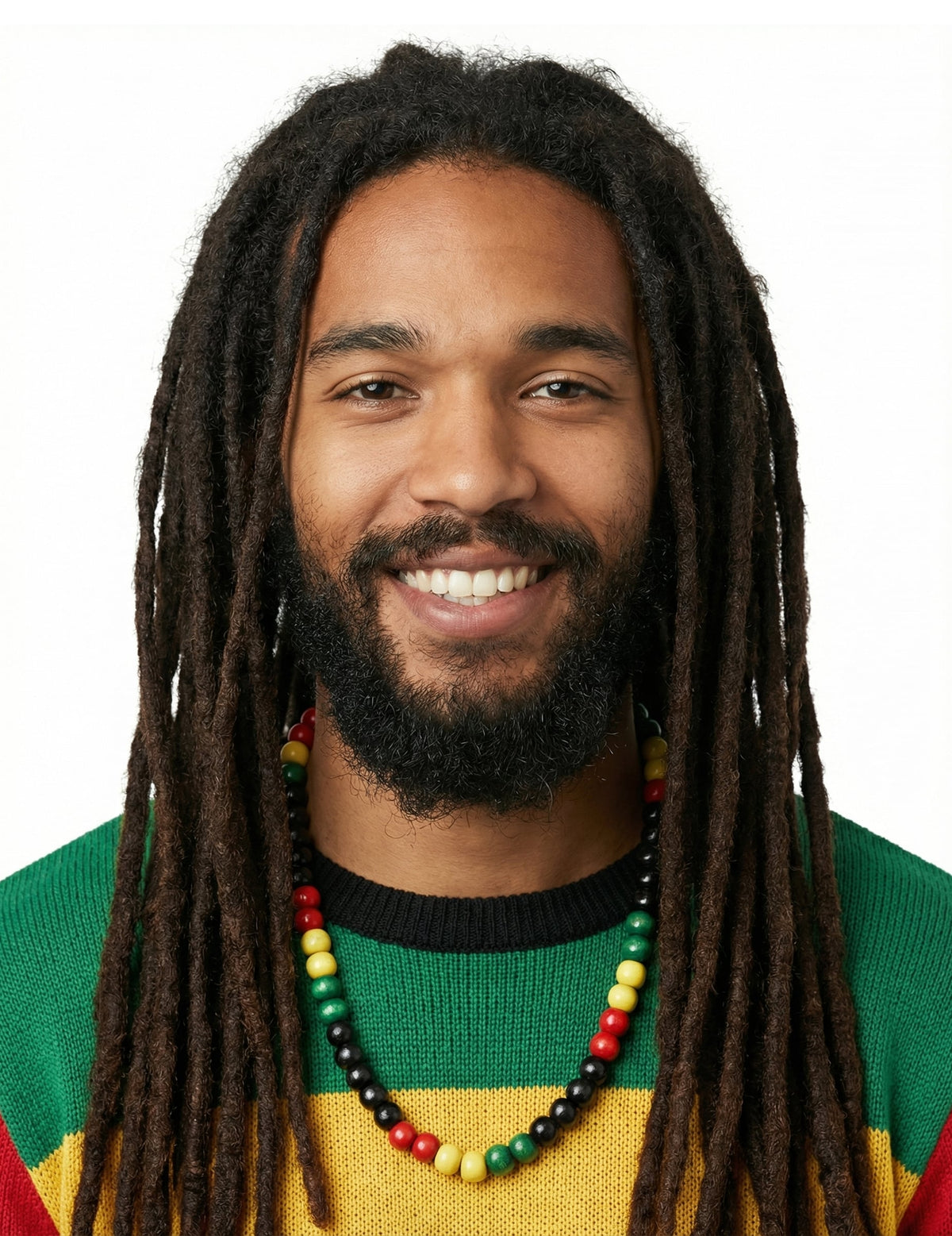 Collier à perles rasta pour adulte vert jaune rouge et noir