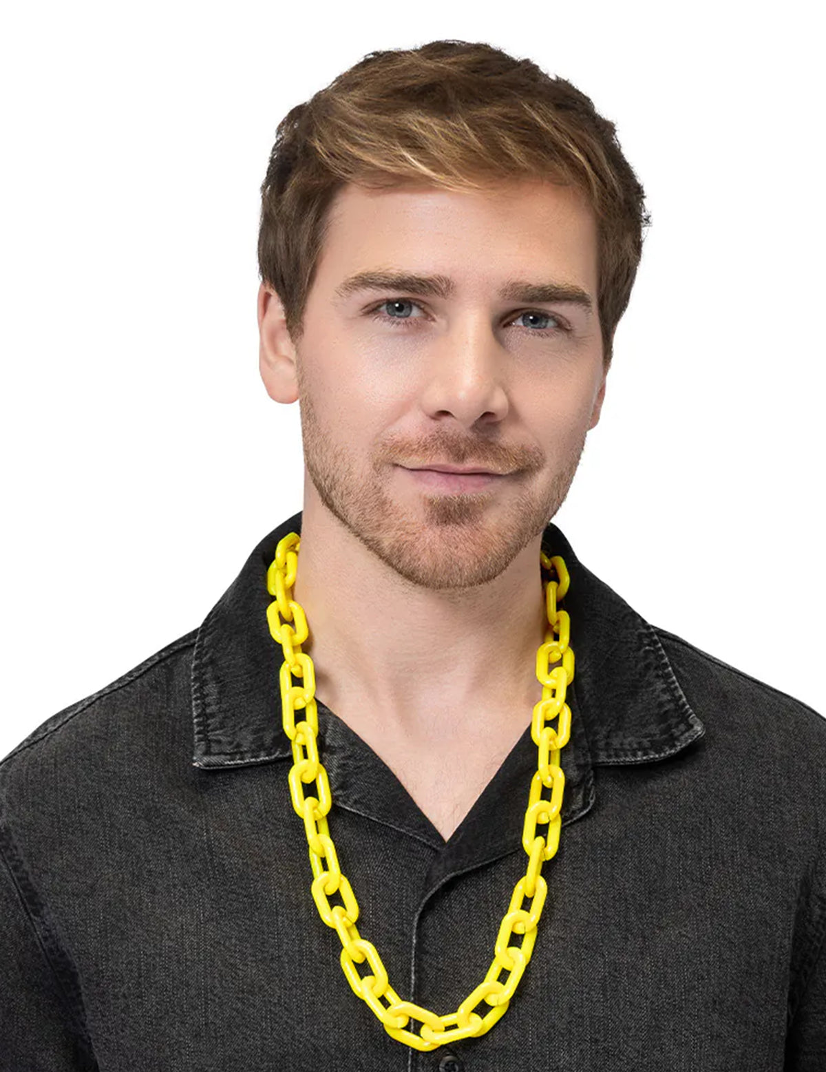Colar de corrente larga amarelo néon
