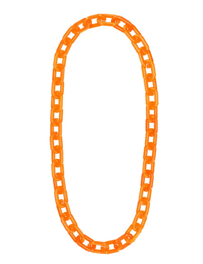 Colar de corrente larga laranja néon