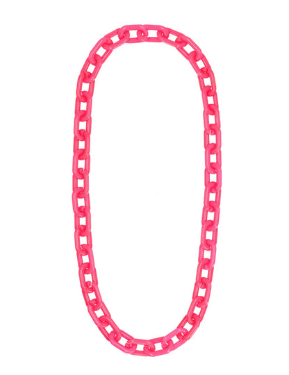 Colar de corrente larga cor-de-rosa néon